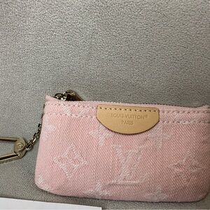 Louis Vuitton Pink Denim Monogram Key Pouch